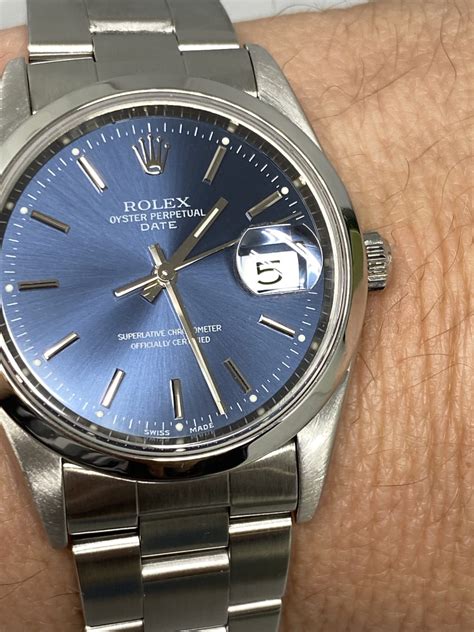 rolex oyster perpetual 34 date blue|Rolex Oyster Perpetual date precio.